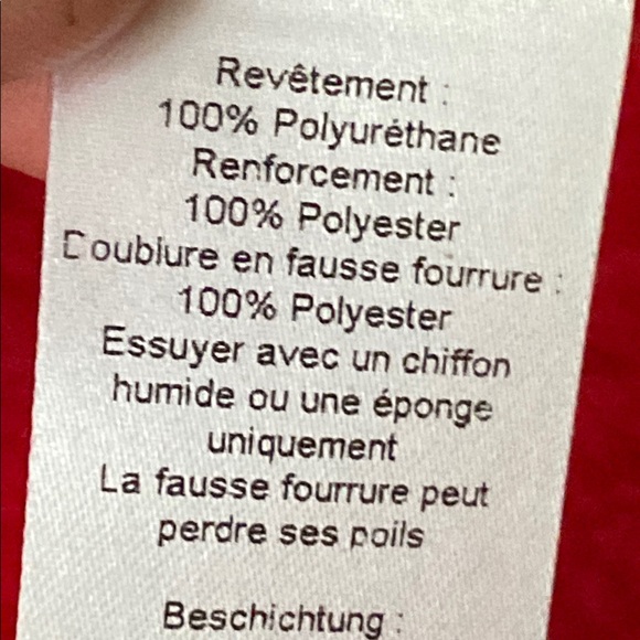 Fleece Lined Shiny Pleather Women's Red Faux Shearling Jacket - Picture 13 of 16